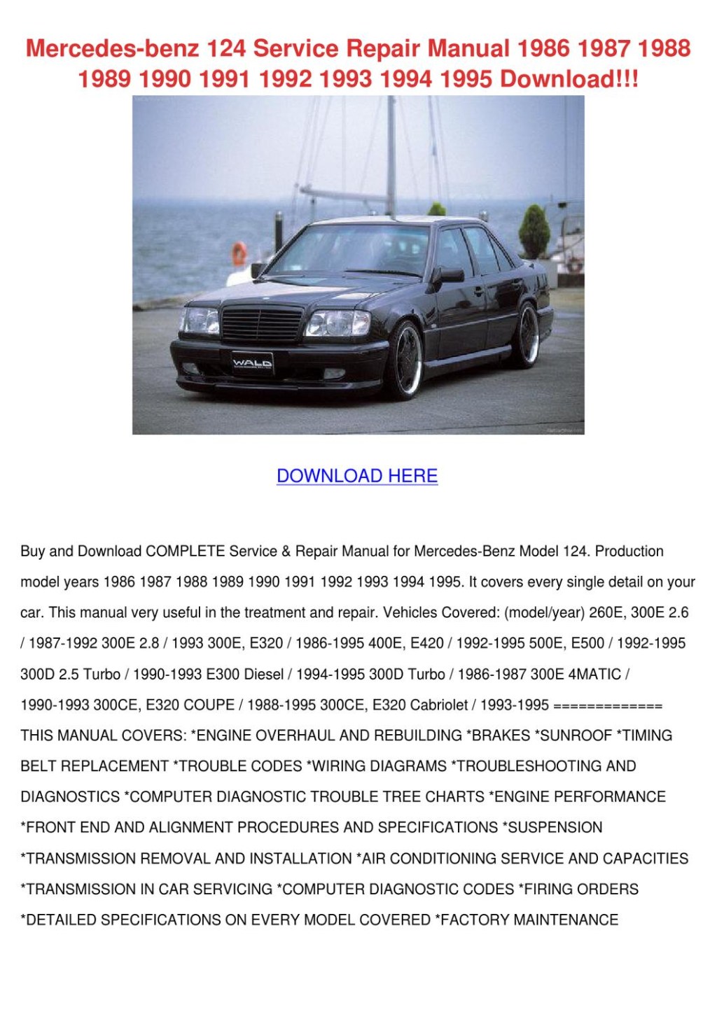 Picture of: Mercedes Benz  Service Repair Manual  by CorneliusBurt – Issuu