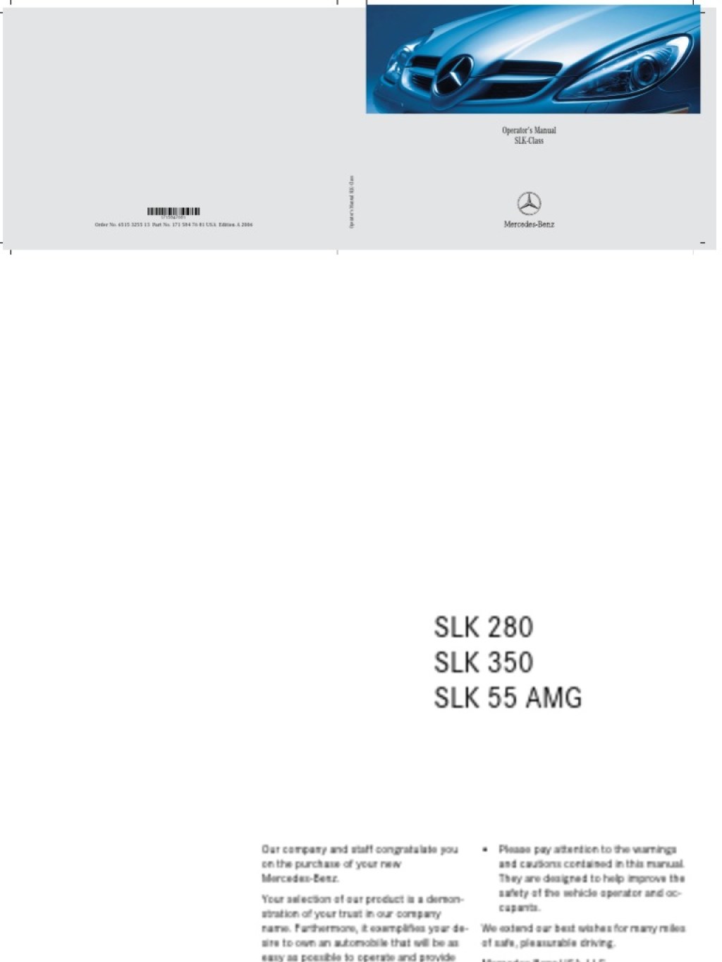 Picture of: Mercedes-Benz SLK Class Owner’s Manual () PDF  PDF  National